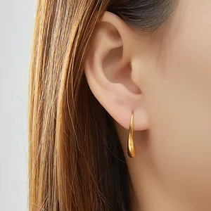 18K Gold Plated Minimalist Stainless Steel Water Drop Earrings With Ear Clasps Fashionable Jewelry