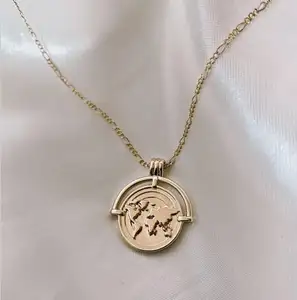 Trang Sức Truyền Cảm Hứng Dainty Earth Coin Bản Đồ Thế Giới Vòng Cổ Mặt Dây Chuyền Vòng Cổ Wanderlust Trang Sức Du Lịch Quà Tặng Trang Sức