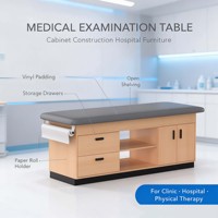 Lit d'hôpital manuel à 3 tiroirs et 2 portes, table d'examen et de traitement médical pour les soins à domicile