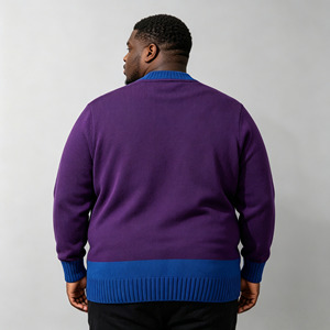 <span class=keywords><strong>Cardigan</strong></span> Invernale da <span class=keywords><strong>Uomo</strong></span> Personalizzato di Grandi Dimensioni, Giacca <span class=keywords><strong>Blu</strong></span> con Orlo a Costine, Bottoni Singoli, Lavorazione a Maglia 12 GG - Product Image 2