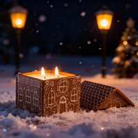 Pot à bougie en céramique fait main en forme de maison en pain d'épices avec couvercle - Décoration écologique pour la maison pour Noël - Vente en gros d'usine