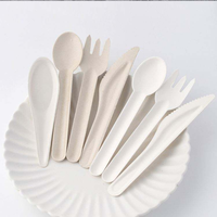 Fourchettes, couteaux et cuillères jetables en bagasse de canne à sucre, biodégradables et compostables, robustes, pour fêtes, plats à emporter et commandes en gros