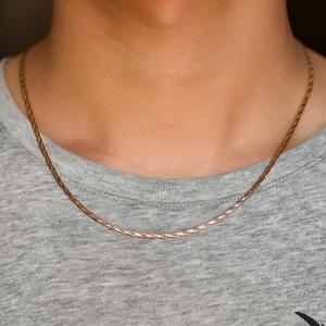 Collar de acero inoxidable de 2mm con cadena plana de estilo vintage en color oro/acero/negro/rosa para mujeres y hombres, regalos de joyería. - Product Image 3