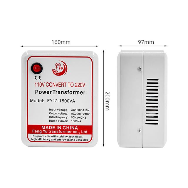 AC 100V Input 110V-to-220V Electric Transformer with 1500W Support