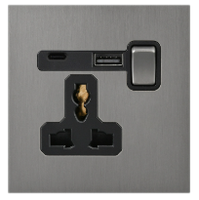 Prise murale rétro en acier inoxydable avec panneau tactile, 2 prises, 10A, interrupteur universel, double prise, IP37, 250V, installation facile, durable