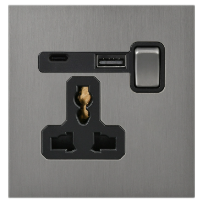 Prise murale rétro en acier inoxydable avec panneau tactile, 2 prises 10A, interrupteur universel, double prise - Product Image 6