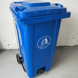 ถังขยะ240L พร้อมแป้นเหยียบถังพลาสติกรีไซเคิลสีน้ำเงินสำหรับกลางแจ้ง