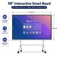 Tableau blanc interactif électronique tactile 4K de 98 pouces OEM avec 20 points tactiles et double système d'exploitation pour une utilisation en classe et à l'école