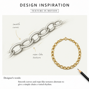 Collier chaîne en acier inoxydable plaqué or 14 carats sous vide, maillons ovales torsadés et lisses, tons or et argent - Product Image 2