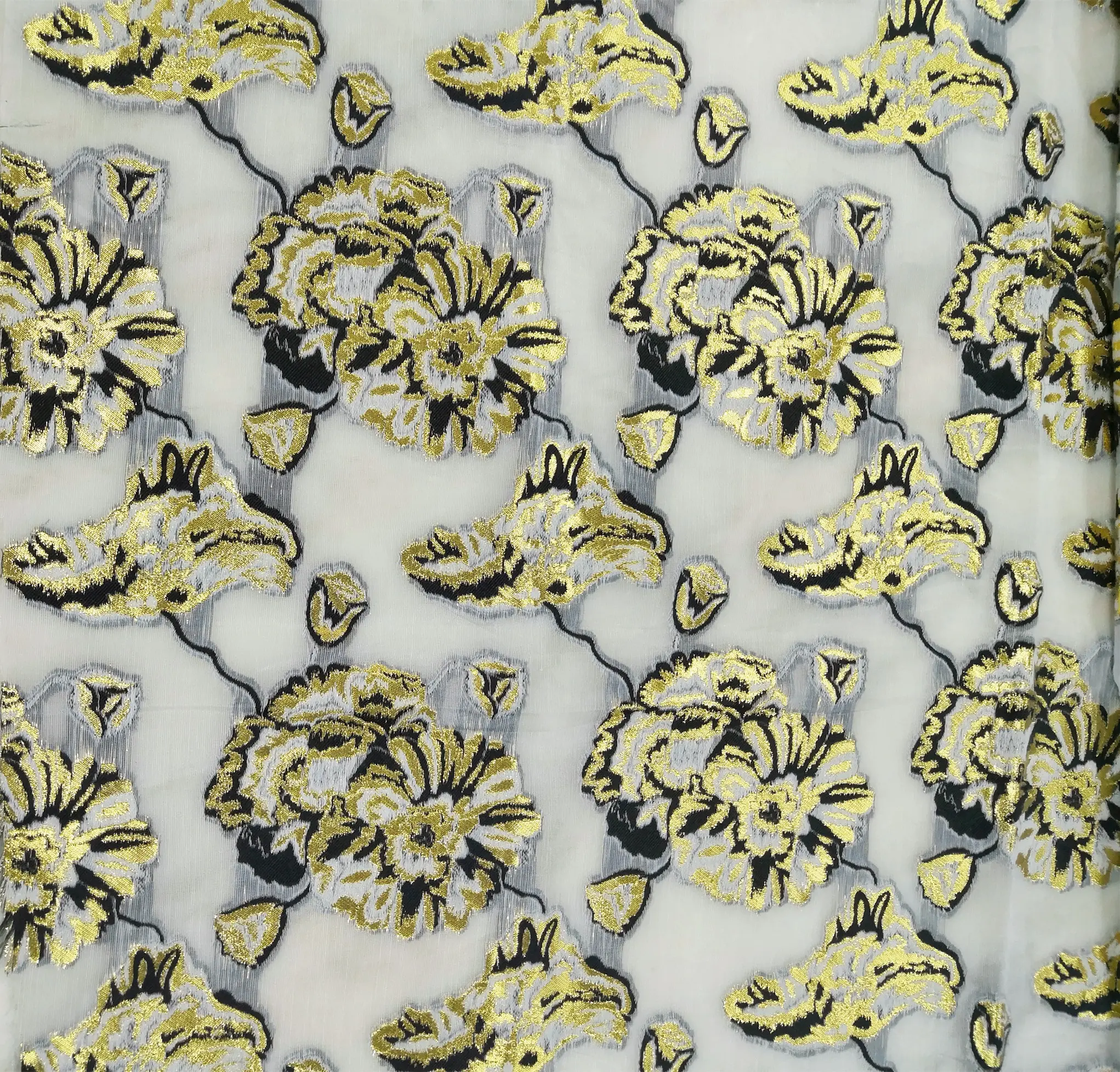 تخصيص ثلاثية الأبعاد الذهب لامع الأزهار كليب الجاكار للملابس النسيج مع المخزون المتاحة