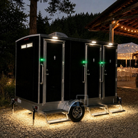 Remolque de Baño Portátil de 3 Cabinas Estilo Canadiense con Aire Acondicionado, Remolque de Baño de Lujo Moderno de Fibra de Vidrio en Venta