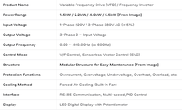 Variateur de fréquence de 1,5 kW à 5,5 kW, 220 V 380 V 3 phases, contrôleur de vitesse du moteur pour ventilateur, pompe et machine CNC