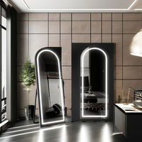 Espejo de Cuerpo Entero Arqueado Inteligente con Luces LED de 3 Colores Regulables, Control Táctil, Resistente al Agua, Desmontable para Vestidor y Dormitorio