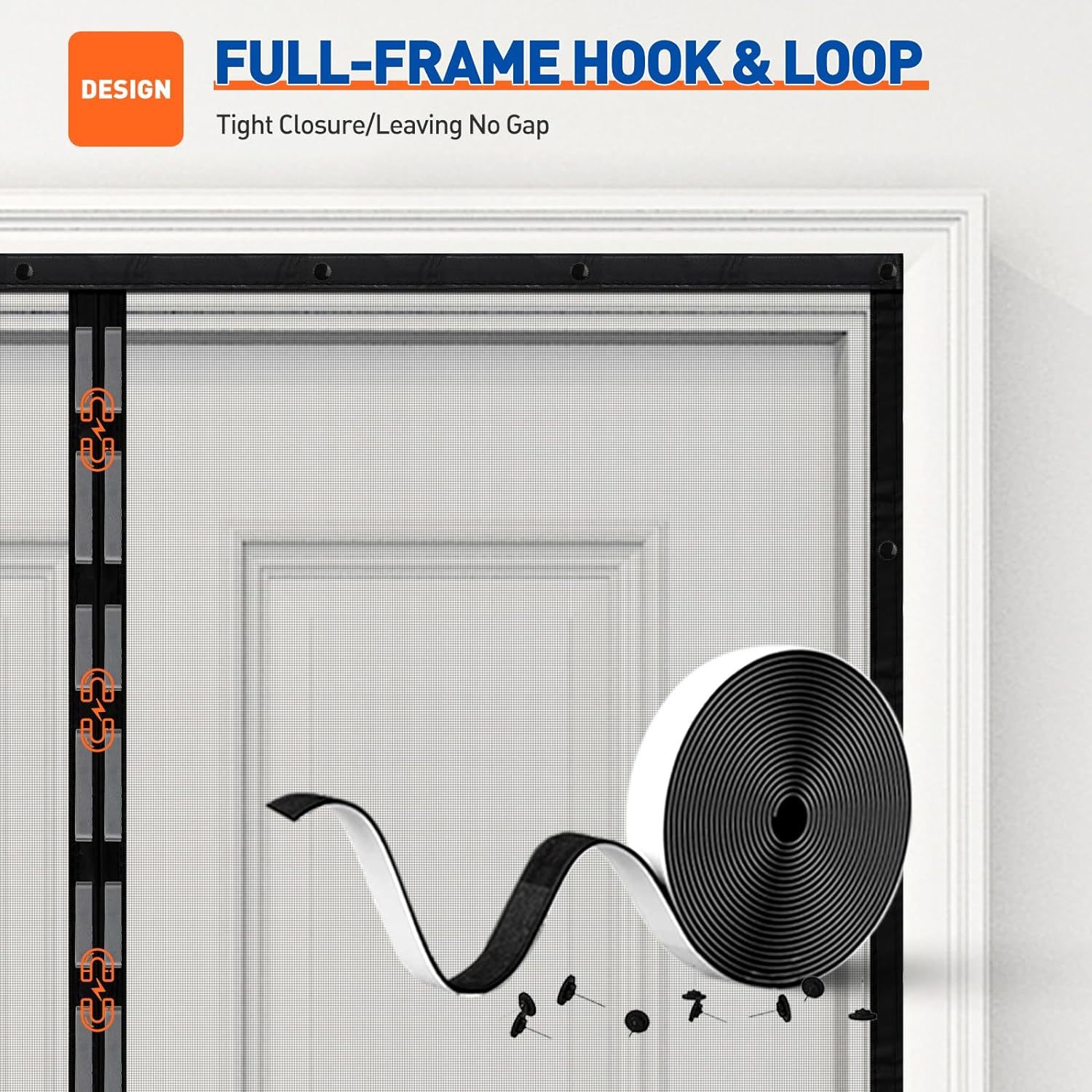 Strong Magnet Retractable Screen Magnetic Door Screen Size 76" X 81"Heavy Duty Fiberglass Door Mesh · image 4