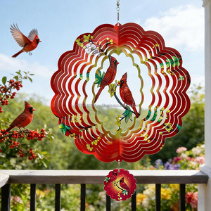 Magnifique éolienne de jardin en acier inoxydable, éolienne 3D en forme d'oiseau, sculpture éolienne pour la cour, le patio, la décoration extérieure suspendue, cadeau - Product Image 2
