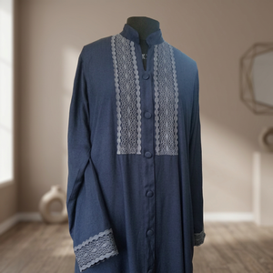 Abaya de travail de dentelle simple et belle de haute qualité tissu de bambou écologique ou robe de couleur bleue biologique abaya résistante aux UV - Product Image 3