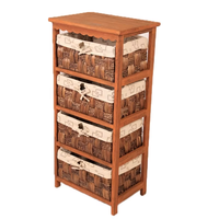 Usine de haute qualité en gros pas cher salon armoire de rangement en bois avec de nombreux tiroirs en osier