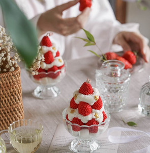 Cream Strawberry Tower Scented Candle Fruit Mousse <b>Cup</b> Handmade Creative Birthday Gift Souvenir - Product Image 1