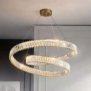Modern LED Crystal Chandelier Home Decor Metal Led Gold Ring Pendant <b>Light</b> for <b>Dining</b> Table - Product Image 1