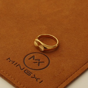 Cổ điển oval Ridge signet vòng thép không gỉ đồ trang sức thời trang không thấm nước PVD mạ vàng mỏng ánh sáng mặt trời tia Vòng phụ nữ - Product Image 1