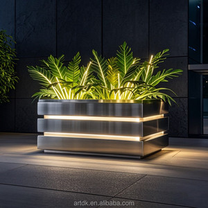 32 pots de fleurs en métal de style industriel moderne, jardinières en acier inoxydable avec LED pour la décoration urbaine <span class=keywords><strong>et</strong></span> paysagère - Product Image 4