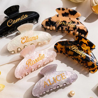 Pince à cheveux vintage en acétate haut de gamme YJL, personnalisable avec logo, pince à cheveux classique avec lettre gravée, pinces à cheveux multicolores
