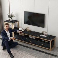 Table basse et meuble TV combinés en marbre et pierre pour salon, style moderne