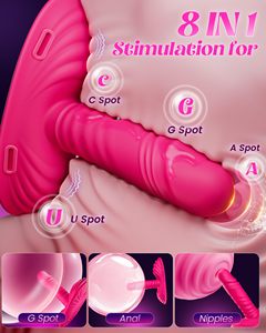 Vibrateur pour <span class=keywords><strong>couple</strong></span>, point G, clitoris, anal, avec fonction de poussée, télécommande via application, pour utilisation en position assise, type chaise, avec harnais, fonction de friction et godemiché vibrant - Product Image 2