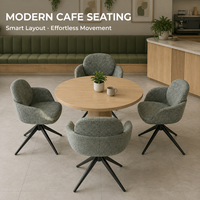 Chaise de salle à manger pivotante à dossier en pétales, dossier double couche, revêtement en lin, base pivotante en métal, restaurant, café, salon de thé