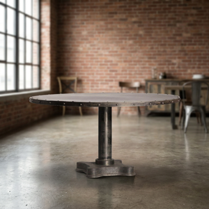 Juego de Mesa de Comedor con Pedestal Estilo Industrial Vintage, Tablero de Madera, Diseño Metálico Plegable, Estilo Antiguo para Uso en Villas, Apartamentos y Hoteles - Product Image 3