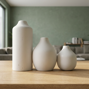 Plain <b>Ceramic</b> <b>Vase</b> Set of 3 Minimal Flower Pots for Tabletop Home Office Wedding Events Floral Arrangements and Interior Display - Product Image 2