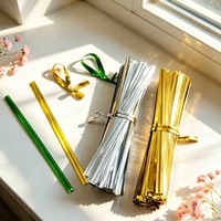 Fil de ligature torsadé en PET métallisé coloré Fanxing, faible MOQ, taille personnalisée, pour emballage de bonbons, boîtes cadeaux et bouquets de fleurs