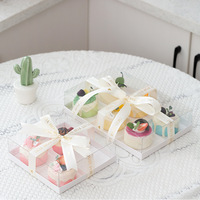 4 / 6 packs de petites boîtes à gâteaux Spring tour dessert Donut mousse baking cupcake boîte en plastique transparente