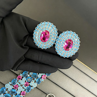 Ensemble de bijoux de luxe haut de gamme euro-américain TIANSHE, bague ovale, boucles d'oreilles et bracelet, ensemble de 3 pièces pour femmes