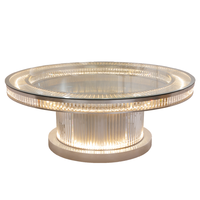 Table à manger moderne en cristal illuminée de 135 cm avec lumière LED chaude pour les espaces résidentiels et commerciaux haut de gamme