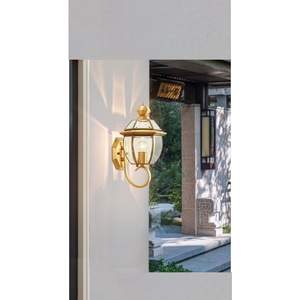 Lampe murale extérieure en cuivre E27, ampoule à incandescence, étanche, pour éclairage de jardin de villa, forme cylindrique 150x520mm - Product Image 2