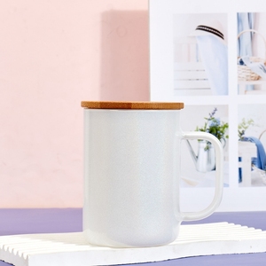 Agh New Arrival 17Oz thăng hoa đầy màu sắc ánh sáng lung linh Glass Mug đi kèm với xử lý và tre có nắp đậy - Product Image 3