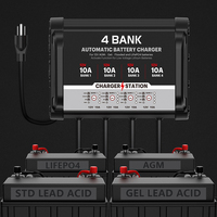 Cargador de Baterías Inteligente de 4 Bancos y 40A por Banco, Cargador de Baterías de Plomo-Ácido AGM LiFePO4 de 14.6V, Cargador AC-DC para Automóvil, Motocicleta y Garaje