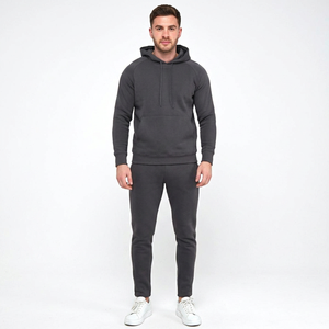 Men's Casual Winter Tracksuit Customizable Hooded Two-Piece <b>Set</b> in New Color Block Breathable Menswear - Product Image 1