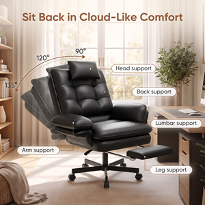Modern PU Leather Ergonomic <b>Swivel</b> <b>Office</b> <b>Chair</b> Headrest Adjustable Height Stainless Steel Base Home <b>Office</b> Hotel School - Product Image 4