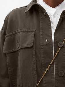 Nuovo Design personalizzato Oem girano verso il basso grandi tasche <span class=keywords><strong>con</strong></span> bottone frontale in cotone tinta unita top da <span class=keywords><strong>donna</strong></span> - Product Image 6