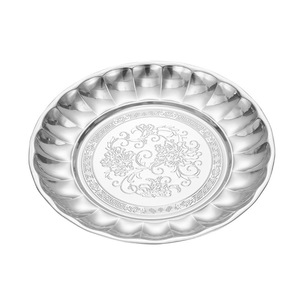 Große Wiederverwendbare Edelstahl-Essteller, Vintage Runde Metall-Servierplatten, Runde Deko-Tabletts - Product Image 5