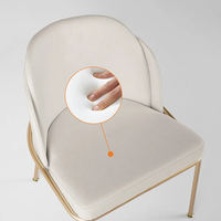 Chaise de salle à manger moderne et simple avec pieds en métal, revêtement en velours, coussin d'assise et dossier, mobilier de maison de loisirs, chaise de restaurant