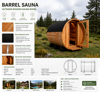 Cabine de sauna extérieure en bois de cèdre rouge pour hôtel, complexe hôtelier, centre de bien-être, fabricant OEM