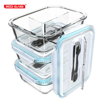 Boîte à lunch scolaire en verre étanche avec couverts pour enfants