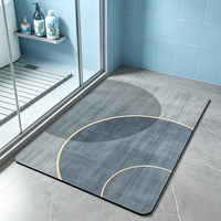 Tapis de sol de salle de bain en diatomite, séchage rapide, absorbant, antidérapant, tapis de bain géométrique, tapis de porte de douche