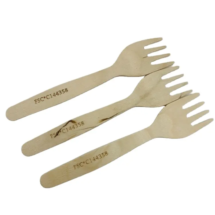 Disposable Wooden Cutlery Set Printing Hot stamp Branding Logos wooden fork and spoon