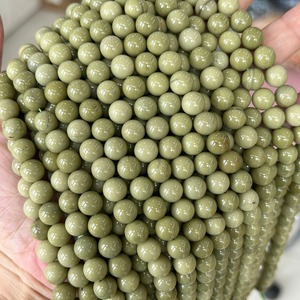 Perline di agata di Alashan naturale Avocado diaspro di <span class=keywords><strong>pietra</strong></span> rotonda di pietre preziose sciolte per la creazione di gioielli fai da te creazione di arte braccialetto collana - Product Image 4