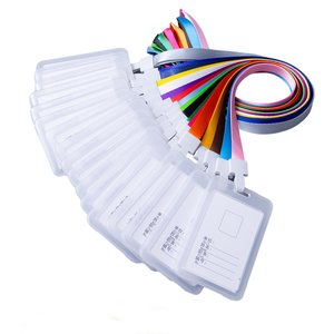 In Stock Wholesale Bulk Solid Plain Colors Exhibition Events Thick Long Lanyard 1.5cm Wide Lanyard With Transparent Card Holder