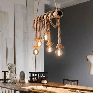 Lampadario a vento industriale retrò in tubo di canapa in corda di canapa sala da pranzo <span class=keywords><strong>soggiorno</strong></span> bar caffetteria - Product Image 3